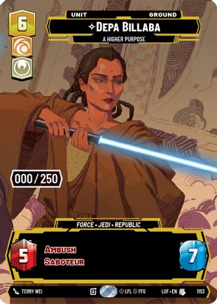 Depa Billaba - A Higher Purpose (1153) (Serialized) (1153) [Legends of the Force] - Fantasy Flight Games - Card Brawlers | Quebec | Canada |