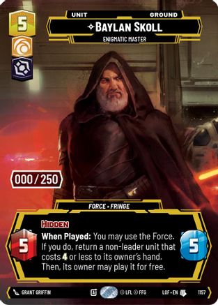Baylan Skoll - Enigmatic Master (1157) (Serialized) (1157) [Legends of the Force] - Fantasy Flight Games - Card Brawlers | Quebec | Canada |