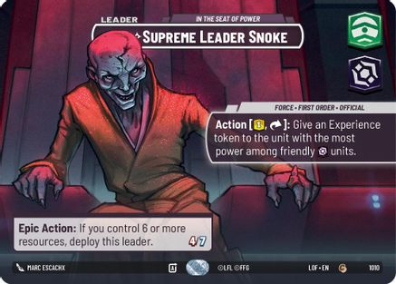 Supreme Leader Snoke - In the Seat of Power (1010) (Showcase) (1010) [Legends of the Force] - Fantasy Flight Games - Card Brawlers | Quebec | Canada |