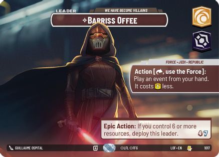 Barriss Offee - We Have Become Villains (1017) (Showcase) (1017) [Legends of the Force] - Fantasy Flight Games - Card Brawlers | Quebec | Canada |
