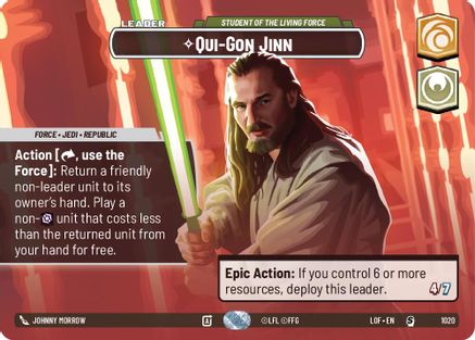 Qui-Gon Jinn - Student of the Living Force (1020) (Showcase) (1020) [Legends of the Force] - Fantasy Flight Games - Card Brawlers | Quebec | Canada |
