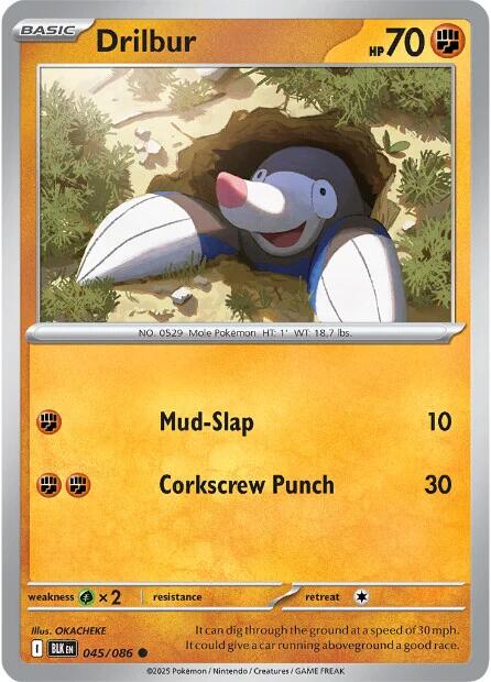 Drilbur (045/086) (Reverse Holo) [Scarlet & Violet: Black Bolt] - Pokémon - Card Brawlers | Quebec | Canada |