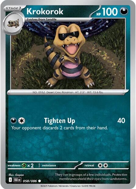 Krokorok (058/086) [Scarlet & Violet: Black Bolt] - Pokémon - Card Brawlers | Quebec | Canada |