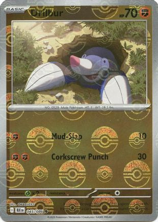 Drilbur (045/086) (Motif Poké Ball) [Écarlate et Violette : Éclair Noir] 