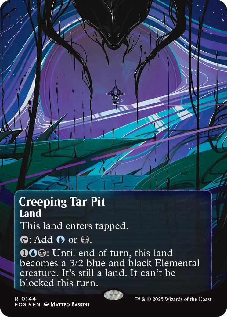 Creeping Tar Pit (0144) (Borderless) (Galaxy Foil) [Edge of Eternities: Stellar Sights] - Magic: The Gathering - Card Brawlers | Quebec | Canada |