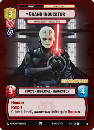 Grand Inquisitor - You're Right to Be Afraid (Champion) (18) (18) [Organized Play Promos] - Fantasy Flight Games - Card Brawlers | Quebec | Canada |