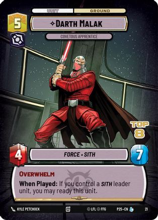 Darth Malak - Covetous Apprentice (Top 8) (21) (21) [Organized Play Promos] - Fantasy Flight Games - Card Brawlers | Quebec | Canada |