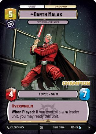 Darth Malak - Covetous Apprentice (Champion) (24) (24) [Organized Play Promos] - Fantasy Flight Games - Card Brawlers | Quebec | Canada |
