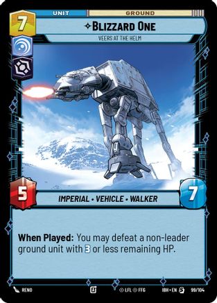 Blizzard One (99/104) - Veers at the Helm (99/104) [Intro Battle: Hoth] - Fantasy Flight Games - Card Brawlers | Quebec | Canada |