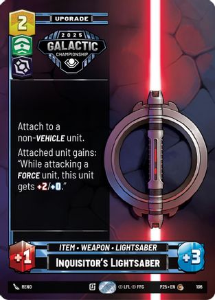 Inquisitor's Lightsaber (106) (106) [Organized Play Promos] - Fantasy Flight Games - Card Brawlers | Quebec | Canada |