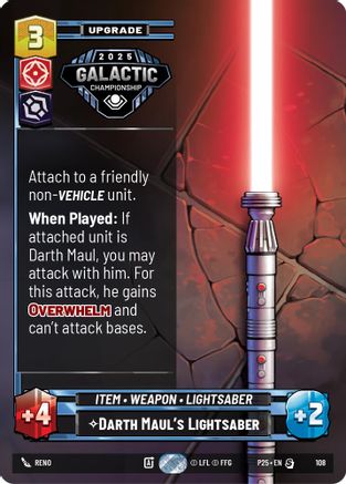 Darth Maul's Lightsaber (108) (108) [Organized Play Promos] - Fantasy Flight Games - Card Brawlers | Quebec | Canada |