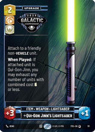 Qui-Gon Jinn's Lightsaber (111) (111) [Organized Play Promos] - Fantasy Flight Games - Card Brawlers | Quebec | Canada |