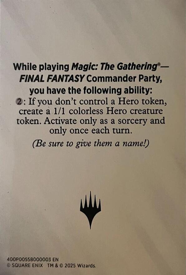 Blank Hero Token [FINAL FANTASY Tokens] - Magic: The Gathering - Card Brawlers | Quebec | Canada |