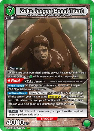 Zeke Jaeger (Beast Titan) (UE10BT/AOT-1-048) - UE10BT Attack on Titan Foil - UE10BT: Attack on Titan - Card Brawlers | Quebec | Canada |
