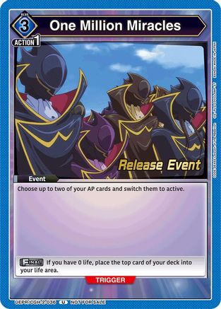 One Million Miracles (UEPR/CGH-2-036) - UEX03BT CODE GEASS Lelouch of the Rebellion Vol2 Release Event Cards - UEX03BT: CODE GEASS: Lelouch of the Rebellion Vol.2 Release Event Cards - Card Brawlers | Quebec | Canada |