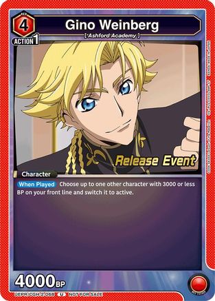 Gino Weinberg (068) (UEPR/CGH-2-068) - UEX03BT CODE GEASS Lelouch of the Rebellion Vol2 Release Event Cards - UEX03BT: CODE GEASS: Lelouch of the Rebellion Vol.2 Release Event Cards - Card Brawlers | Quebec | Canada |