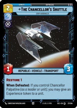 The Chancellor's Shuttle - Grim Harbinger (27/264) (27/264) [Secrets of Power] - Fantasy Flight Games - Card Brawlers | Quebec | Canada |