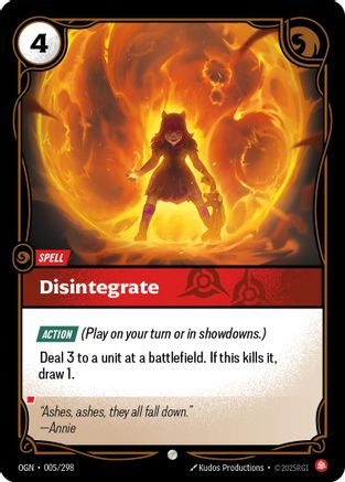 Disintegrate (005/298) - Origins - Origins - Card Brawlers | Quebec | Canada |