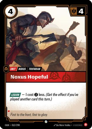 Noxus Hopeful (012/298) - Origins Foil - Origins - Card Brawlers | Quebec | Canada |