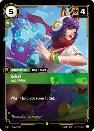 Ahri - Alluring (Alternate Art) (066a/298) - Origins Foil - Origins - Card Brawlers | Quebec | Canada |
