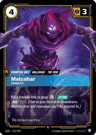 Malzahar - Fanatic (113/298) - Origins Foil - Origins - Card Brawlers | Quebec | Canada |