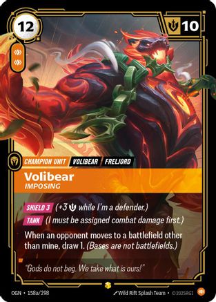 Volibear - Imposing (Alternate Art) (158a/298) - Origins Foil - Origins - Card Brawlers | Quebec | Canada |
