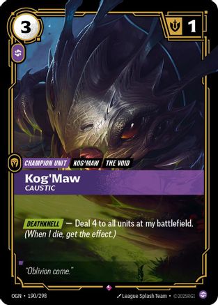 Kog'Maw - Caustic (190/298) - Origins Foil - Origins - Card Brawlers | Quebec | Canada |