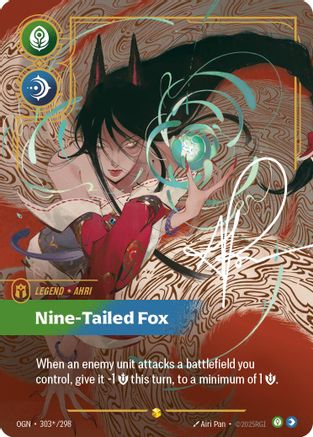 Ahri - Nine-Tailed Fox (Signature) (303*/298) - Origins Foil - Origins - Card Brawlers | Quebec | Canada |
