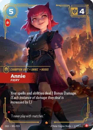 Annie - Fiery (001/024) - Origins Proving Grounds - Origins: Proving Grounds - Card Brawlers | Quebec | Canada |