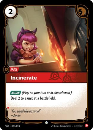 Incinerate (003/024) - Origins Proving Grounds - Origins: Proving Grounds - Card Brawlers | Quebec | Canada |