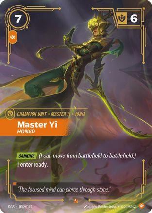 Master Yi - Honed (009/024) - Origins Proving Grounds - Origins: Proving Grounds - Card Brawlers | Quebec | Canada |