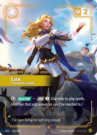 Lux - Crownguard (014/024) - Origins Proving Grounds - Origins: Proving Grounds - Card Brawlers | Quebec | Canada |
