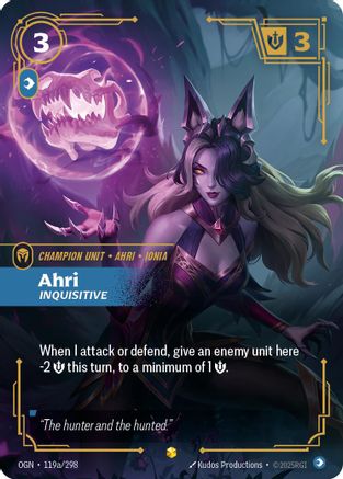 Ahri - Inquisitive (Alternate Art) (119a/298) - Origins Foil - Origins - Card Brawlers | Quebec | Canada |