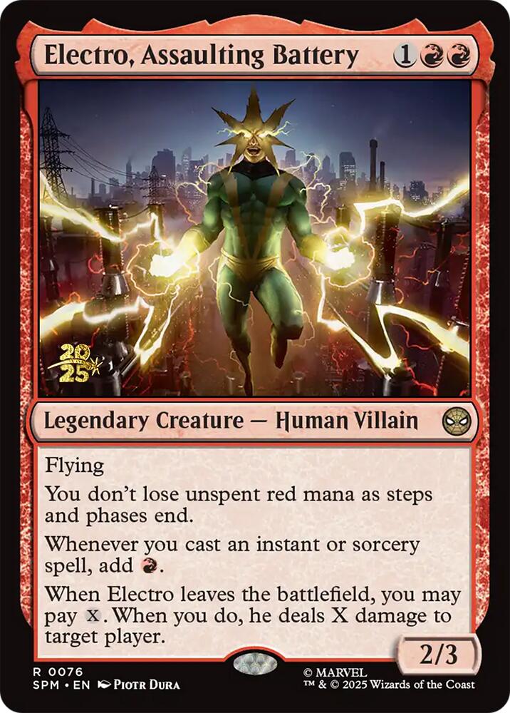 Electro, Assaulting Battery [Marvel's Spider-Man Prerelease Promos] - Magic: The Gathering - Card Brawlers | Quebec | Canada |