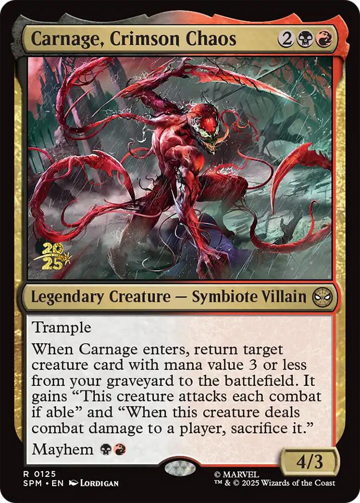 Carnage, Crimson Chaos [Marvel's Spider-Man Prerelease Promos] - Magic: The Gathering - Card Brawlers | Quebec | Canada |