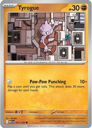 Tyrogue (071/132) [Mega Evolutions: Base Set] - Pokémon - Card Brawlers | Quebec | Canada |