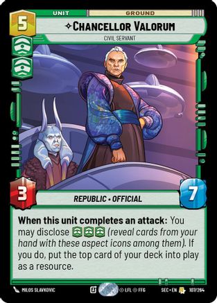 Chancellor Valorum (107/264) - Civil Servant (107/264) [Secrets of Power] - Fantasy Flight Games - Card Brawlers | Quebec | Canada |