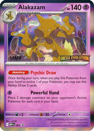 Alakazam (003) (Staff) [Mega Evolution Promo] - Pokémon - Card Brawlers | Quebec | Canada |