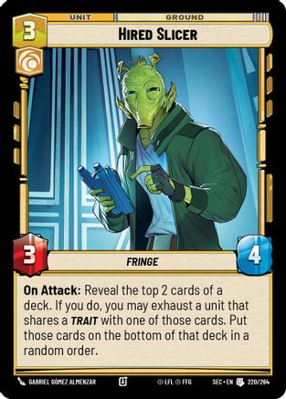 Hired Slicer (220/264) (220/264) [Secrets of Power] - Fantasy Flight Games - Card Brawlers | Quebec | Canada |