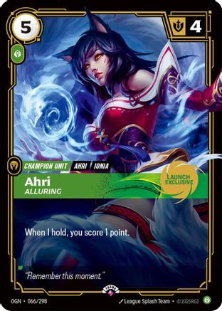Ahri - Alluring (Launch Exclusive) (066/298) - Riftbound Promotional Cards Foil - Riftbound Promotional Cards - Card Brawlers | Quebec | Canada |