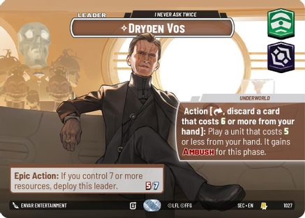 Dryden Vos - I Never Ask Twice (Showcase) (1027) (1027) [Secrets of Power] - Fantasy Flight Games - Card Brawlers | Quebec | Canada |