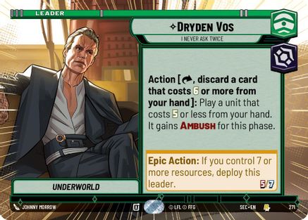 Dryden Vos - I Never Ask Twice (Hyperspace) (271) (271) [Secrets of Power] - Fantasy Flight Games - Card Brawlers | Quebec | Canada |