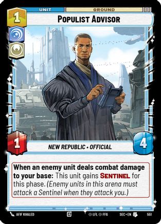 Populist Advisor (551) (Foil) (551) [Secrets of Power] - Fantasy Flight Games - Card Brawlers | Quebec | Canada |