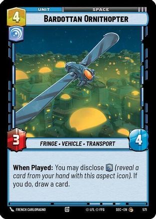 Bardottan Ornithopter (572) (Foil) (572) [Secrets of Power] - Fantasy Flight Games - Card Brawlers | Quebec | Canada |