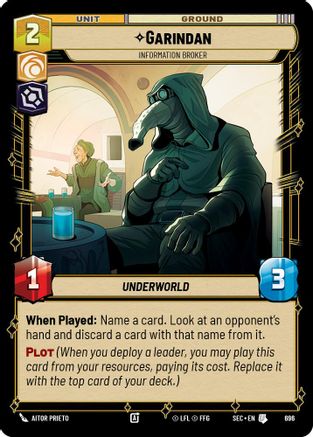 Garindan - Information Broker (Foil) (696) (696) [Secrets of Power] - Fantasy Flight Games - Card Brawlers | Quebec | Canada |