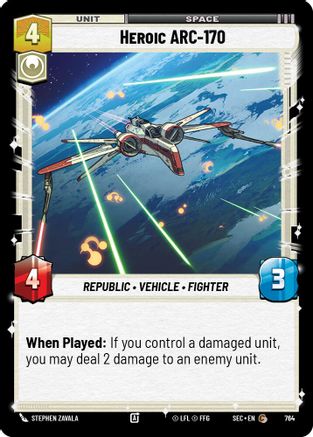 Heroic ARC-170 (764) (Foil) (764) [Secrets of Power] - Fantasy Flight Games - Card Brawlers | Quebec | Canada |