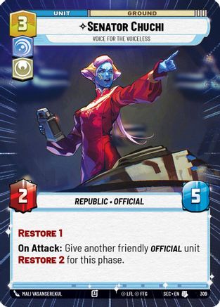 Senator Chuchi - Voice for the Voiceless (Hyperspace) (309) (309) [Secrets of Power] - Fantasy Flight Games - Card Brawlers | Quebec | Canada |