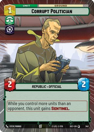 Corrupt Politician (343) (Hyperspace) (343) [Secrets of Power] - Fantasy Flight Games - Card Brawlers | Quebec | Canada |