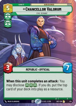 Chancellor Valorum - Civil Servant (Hyperspace) (371) (371) [Secrets of Power] - Fantasy Flight Games - Card Brawlers | Quebec | Canada |
