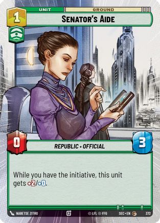 Senator's Aide (372) (Hyperspace) (372) [Secrets of Power] - Fantasy Flight Games - Card Brawlers | Quebec | Canada |